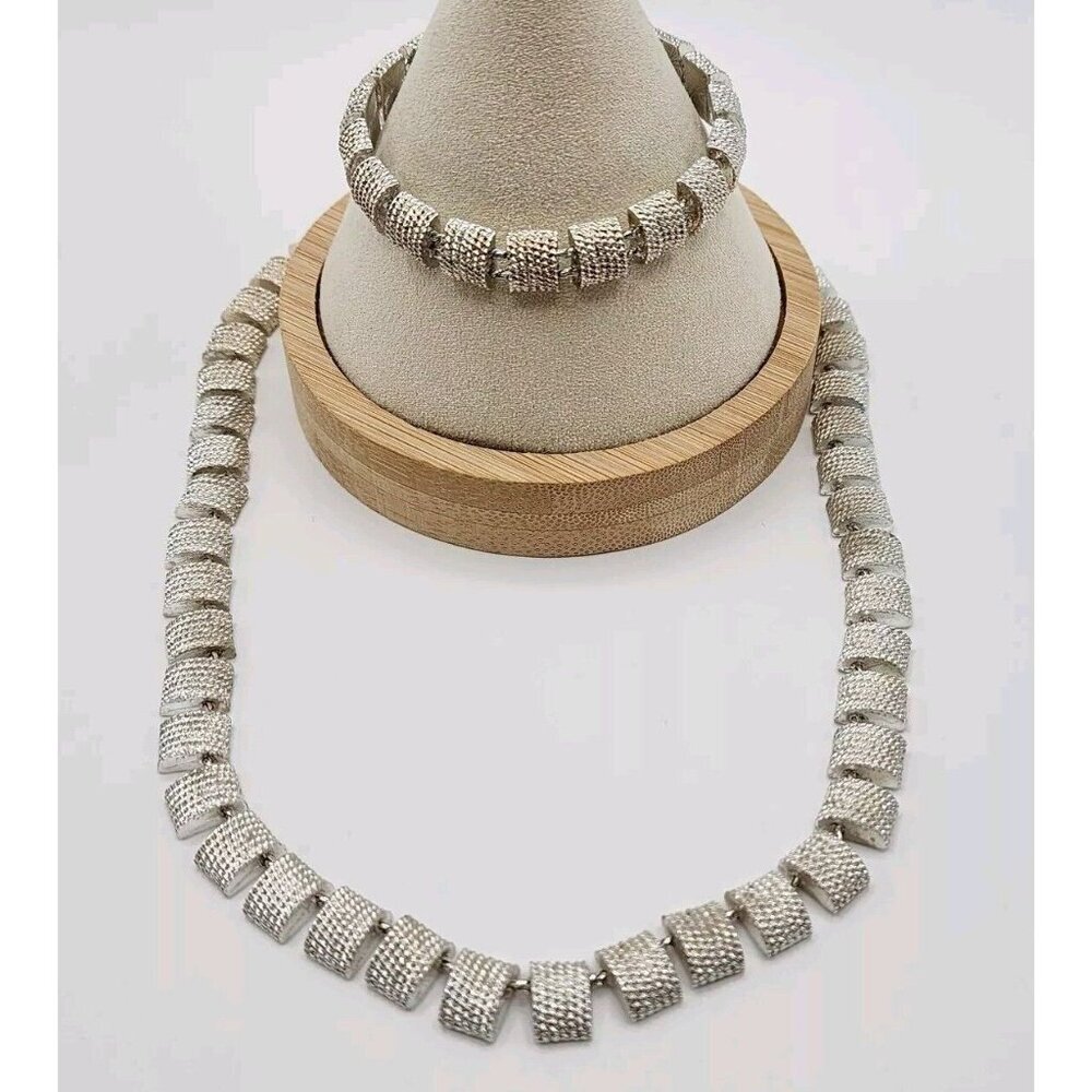 Vintage Napier Silver Tone Necklace & Bracelet Set